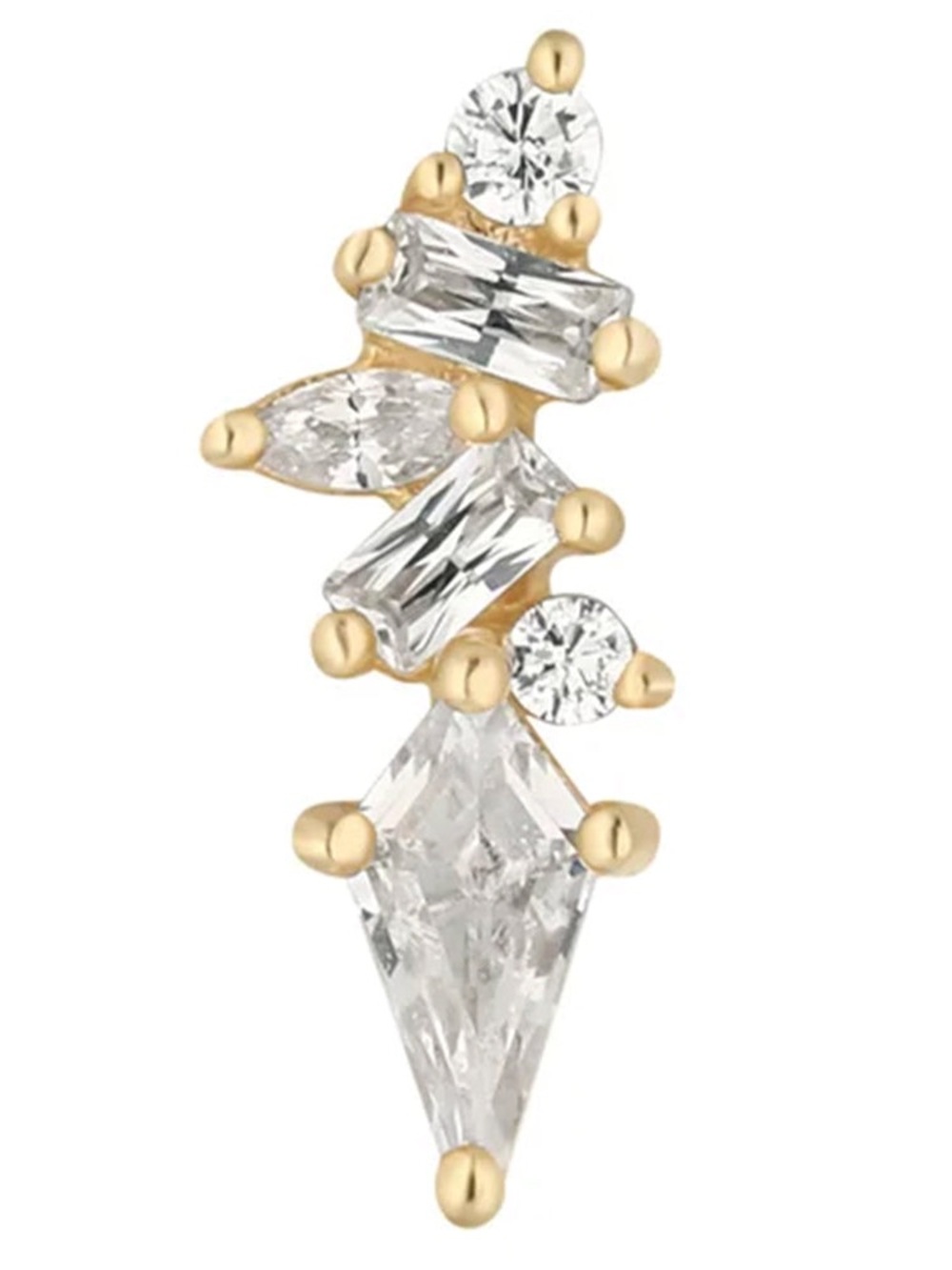 Buddha Jewelry: Mixt CZ 14k Threadless earring
